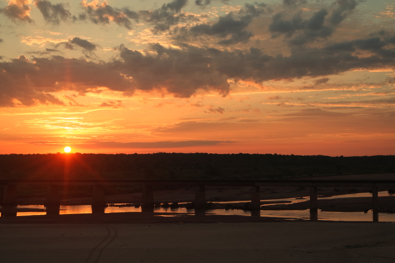 Sunrise over Red River right on Oklahoma border